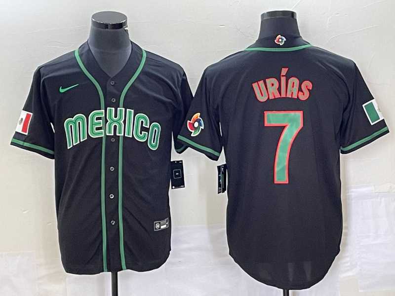 Men%27s Mexico Baseball #7 Julio Urias 2023 Black World Classic Stitched Jersey